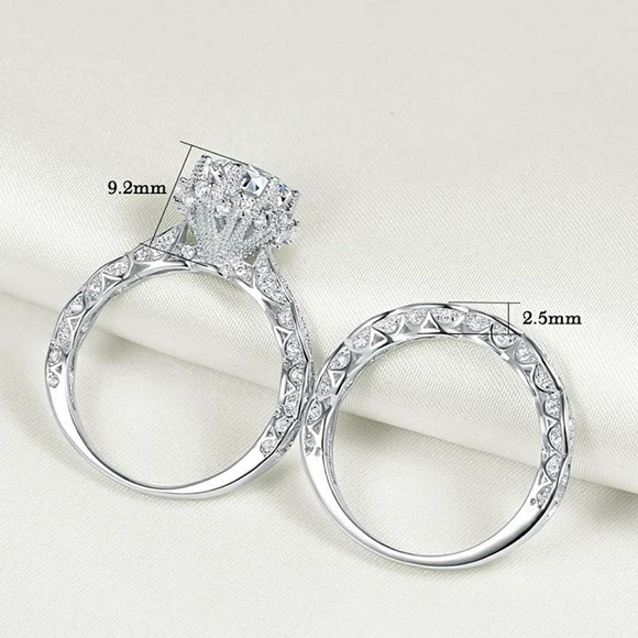 LAST ONE 8-Prong Sapphire Sterling Silver Ring Set - Picture 2 of 5